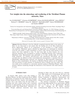 New Insights Into the Mineralogy and Weathering of the Meridiani Planum Meteorite, Mars