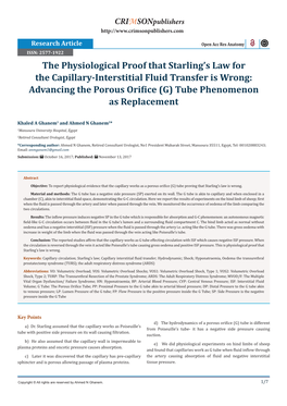 The Physiological Proof That Starling's Law for the Capillary-Interstitial Fluid Transfer Is Wrong