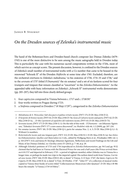 On the Dresden Sources of Zelenka's Instrumental Music