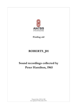 Guide to Sound Recordings Collected by Peter Hamilton