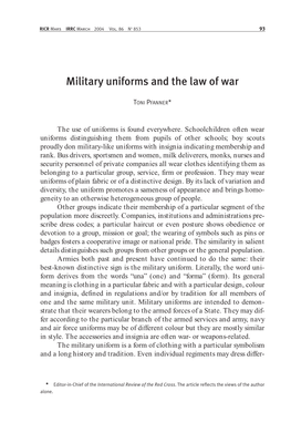 Military Uniforms and the Law of War