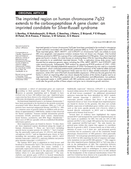 The Imprinted Region on Human Chromosome 7Q32 Extends to The