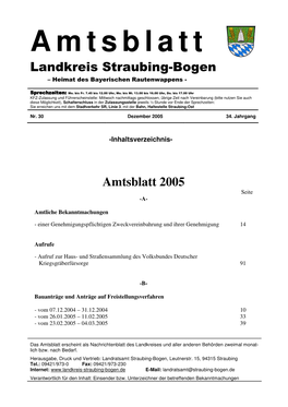 Amtsblatt Landkreis Straubing-Bogen – Heimat Des Bayerischen Rautenwappens