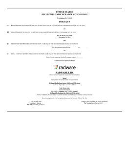 RADWARE LTD. (Exact Name of Registrant As Specified in Its Charter)