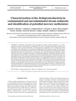 Characterization of the Deltaproteobacteria in Contaminated and Uncontaminated Stream Sediments and Identification of Potential Mercury Methylators