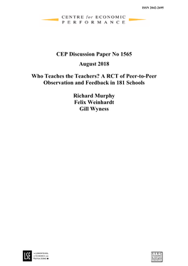 A RCT of Peer-To-Peer Observation and Feedback in 181 Schools