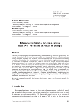 Integrated Sustainable Development on a Local Level – the Island of Krk As an Example