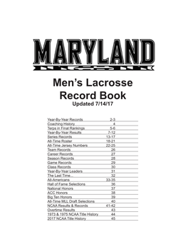 Men's Lacrosse Record Book