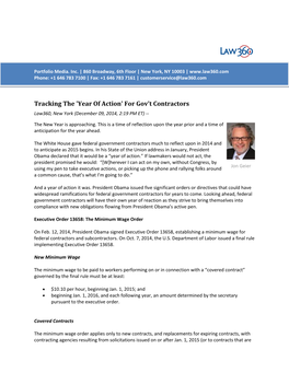 Tracking the 'Year of Action' for Gov't Contractors Law360, New York (December 09, 2014, 2:19 PM ET)