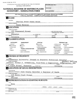 National Register of Historic Places Inventory -- Nomination Form