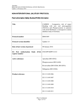 Non-Interventional (Ni) Study Protocol