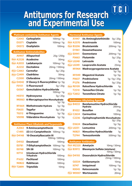 Antitumors for Research and Experimental Use