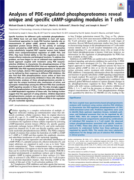 Analyses of PDE-Regulated Phosphoproteomes Reveal Unique