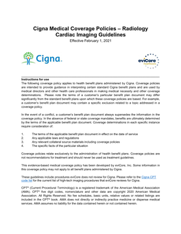 Cigna Cardiac Imaging Guidelines