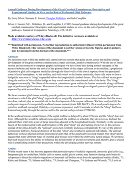 Axonal Guidance During Development of the Great Cerebral Commissures: Descriptive and Experimental Studies, in Vivo, on the Role of Preformed Glial Pathways