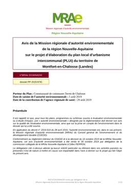 Avis De La Mission Régionale D'autorité Environnementale