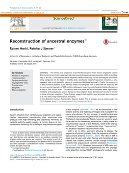 Reconstruction of Ancestral Enzymes