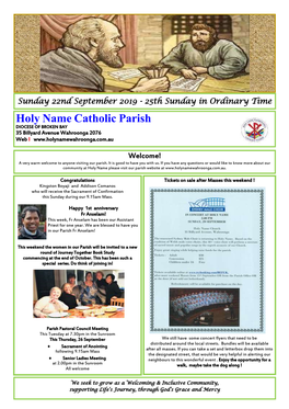 Holy Name Catholic Parish DIOCESE of BROKEN BAY 35 Billyard Avenue Wahroonga 2076 Web L