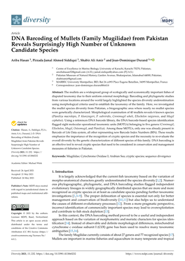 DNA Barcoding of Mullets (Family Mugilidae) from Pakistan Reveals Surprisingly High Number of Unknown Candidate Species