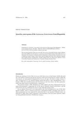 Ignurbia, a New Genus of the Asteraceae-Senecioneae from Hispaniola