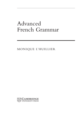 Advanced French Grammar