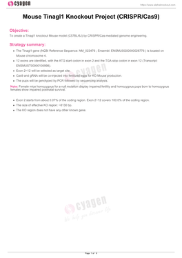 Mouse Tinagl1 Knockout Project (CRISPR/Cas9)