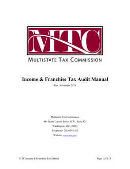 MTC Income & Franchise Tax Audit Manual