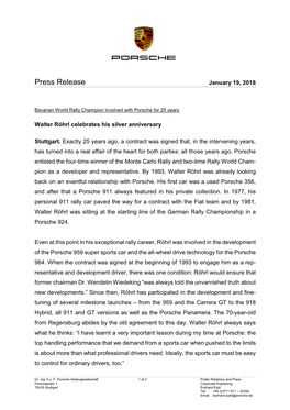 Press Release January 19, 2018