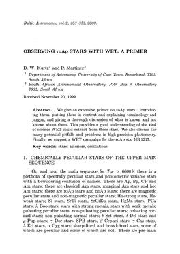 OBSERVING Roap STARS with WET: a PRIMER