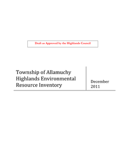 Allamuchy Environmental Resource Inventory