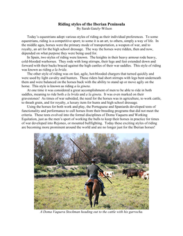 Riding Styles of the Iberian Peninsula by Sarah Gately-Wilson