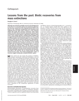 Biotic Recoveries from Mass Extinctions