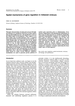 Spatial Mechanisms of Gene Regulation in Metazoan Embryos