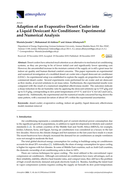 Adaption of an Evaporative Desert Cooler Into a Liquid Desiccant Air Conditioner: Experimental and Numerical Analysis