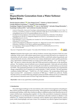 Hypochlorite Generation from a Water Softener Spent Brine