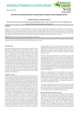 Natural Psychodysleptic Compounds: Sources and Pharmacology