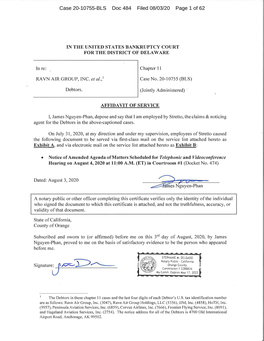 Case 20-10755-BLS Doc 484 Filed 08/03/20 Page 1 of 62 Case 20-10755-BLS Doc 484 Filed 08/03/20 Page 2 of 62