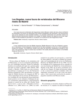 Los Nogales, Nueva Fauna De Vertebrados Del Mioceno Medio De Madrid