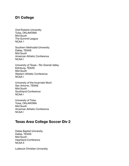 Local College Soccer Programs