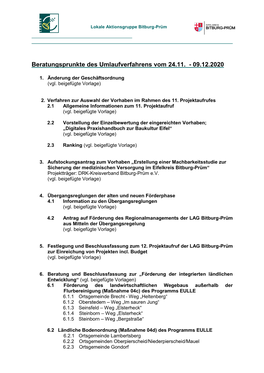 Beratungsprunkte Des Umlaufverfahrens Vom 24.11. - 09.12.2020