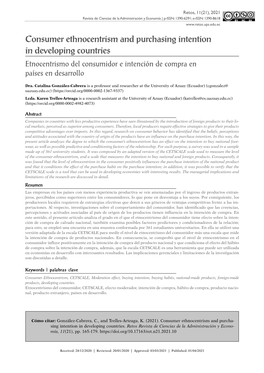 Consumer Ethnocentrism and Purchasing Intention in Developing Countries Etnocentrismo Del Consumidor E Intención De Compra En Países En Desarrollo