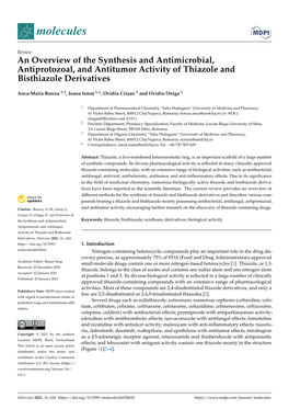 An Overview of the Synthesis and Antimicrobial, Antiprotozoal, and Antitumor Activity of Thiazole and Bisthiazole Derivatives