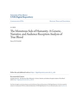 A Generic, Narrative, and Audience Reception Analysis of True Blood Stacey M