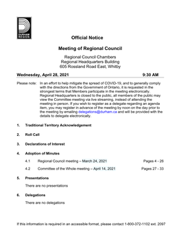 Regional Council Agenda - Wednesday, April 28, 2021 Page 2