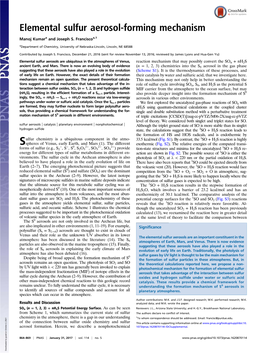 Elemental Sulfur Aerosol-Forming Mechanism