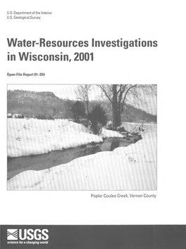 USGS Science for a Changing World WATER-RESOURCES INVESTIGATIONS in WISCONSIN, 2001