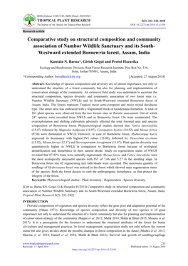 Comparative Study on Structural Composition and Community Association of Nambor Wildlife Sanctuary and Its South- Westward Extended Bornewria Forest, Assam, India