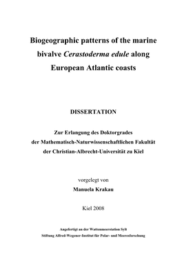 Biogeographic Patterns of the Marine Bivalve Cerastoderma Edule Along European Atlantic Coasts