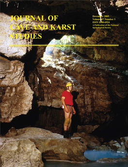 Journal of Cave and Karst Studies Editor Malcolm S