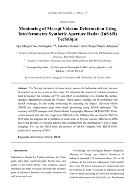 Monitoring of Merapi Volcano Deformation Using Interferometry